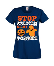Дамска тениска Хелоуин Halloween Stop Staring At My Pumpkin 2