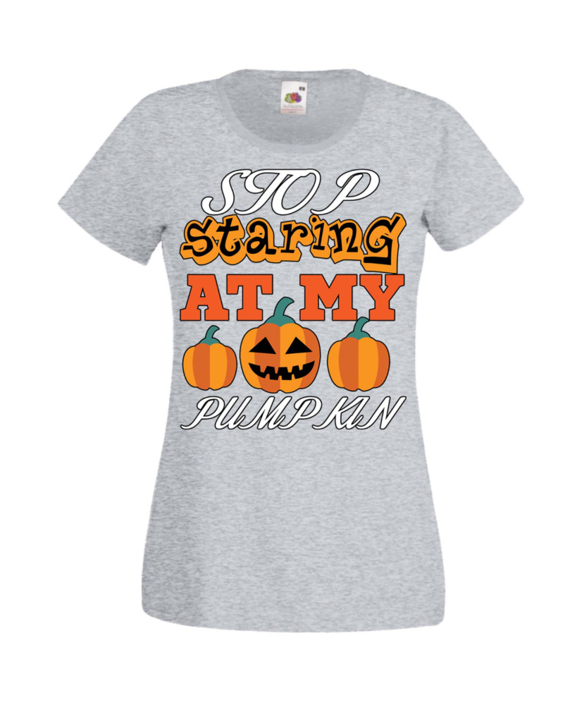Дамска тениска Хелоуин Halloween Stop Staring At My Pumpkin 3