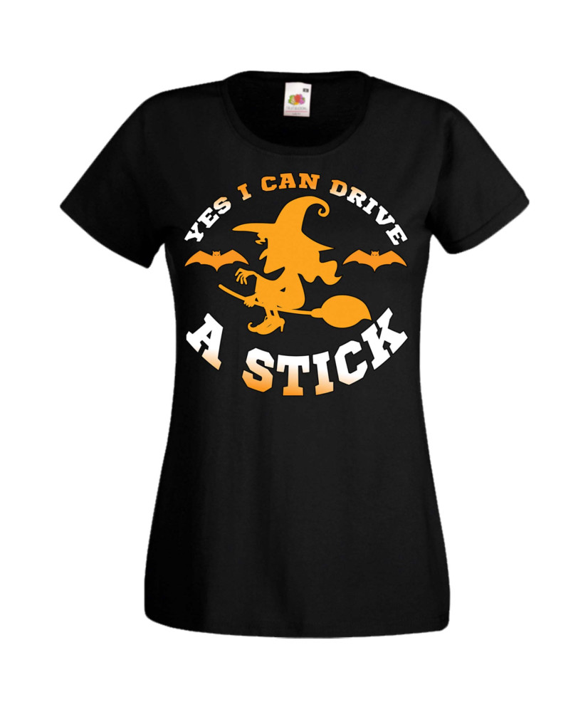 Дамска тениска Хелоуин Halloween Yes I Can Drive A Stick
