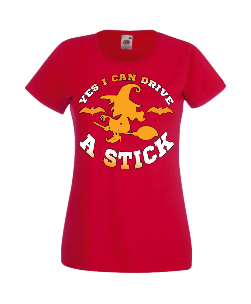 Дамска тениска Хелоуин Halloween Yes I Can Drive A Stick