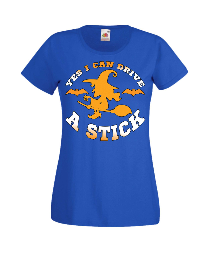 Дамска тениска Хелоуин Halloween Yes I Can Drive A Stick