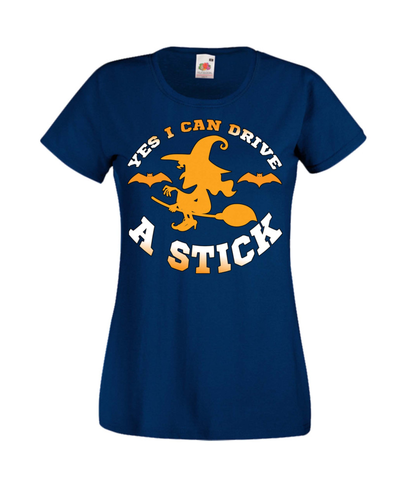 Дамска тениска Хелоуин Halloween Yes I Can Drive A Stick