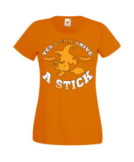 Дамска тениска Хелоуин Halloween Yes I Can Drive A Stick