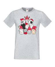 Мъжка коледна тениска Cat Xmas Tree 01