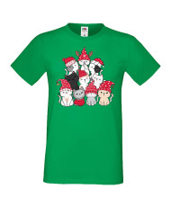Мъжка коледна тениска Cat Xmas Tree 01