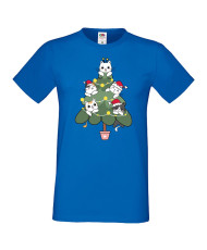 Мъжка коледна тениска Cat Xmas Tree 02