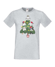 Мъжка коледна тениска Cat Xmas Tree 02