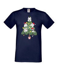 Мъжка коледна тениска Cat Xmas Tree 02
