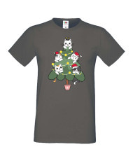 Мъжка коледна тениска Cat Xmas Tree 02