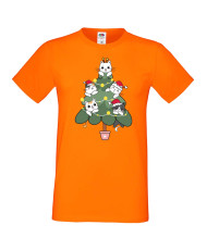 Мъжка коледна тениска Cat Xmas Tree 02