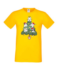 Мъжка коледна тениска Cat Xmas Tree 02