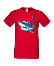 Мъжка коледна тениска Christmas Shark