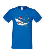 Мъжка коледна тениска Christmas Shark