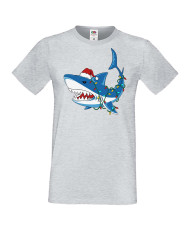 Мъжка коледна тениска Christmas Shark