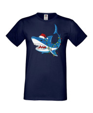 Мъжка коледна тениска Christmas Shark