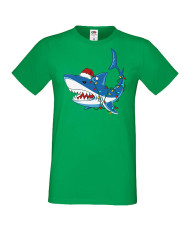Мъжка коледна тениска Christmas Shark