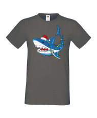 Мъжка коледна тениска Christmas Shark