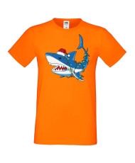 Мъжка коледна тениска Christmas Shark