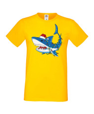 Мъжка коледна тениска Christmas Shark