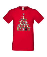 Мъжка коледна тениска Dogs Christmas Tree Chippoa