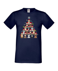Мъжка коледна тениска Dogs Christmas Tree Chippoa