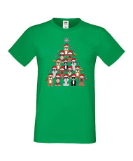 Мъжка коледна тениска Dogs Christmas Tree Chippoa