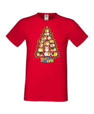 Мъжка коледна тениска Guinea Pig Christmas Tree Lights Chippoa