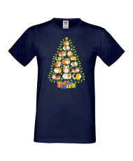 Мъжка коледна тениска Guinea Pig Christmas Tree Lights Chippoa
