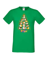 Мъжка коледна тениска Guinea Pig Christmas Tree Lights Chippoa