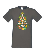 Мъжка коледна тениска Guinea Pig Christmas Tree Lights Chippoa