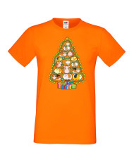 Мъжка коледна тениска Guinea Pig Christmas Tree Lights Chippoa