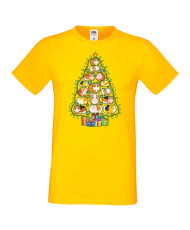 Мъжка коледна тениска Guinea Pig Christmas Tree Lights Chippoa