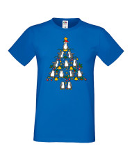 Мъжка коледна тениска Penguin Christmas Tree Lights