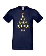 Мъжка коледна тениска Penguin Christmas Tree Lights