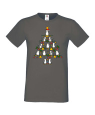 Мъжка коледна тениска Penguin Christmas Tree Lights