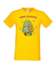 Мъжка коледна тениска Merry Bookmas books christmas tree
