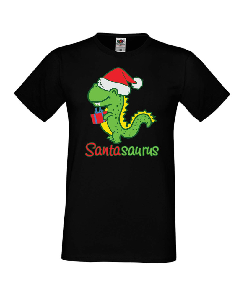 Мъжка коледна тениска Santasaurus