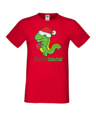 Мъжка коледна тениска Santasaurus