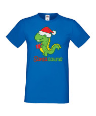 Мъжка коледна тениска Santasaurus