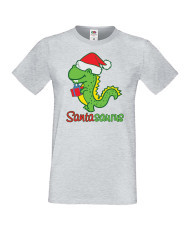 Мъжка коледна тениска Santasaurus