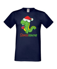 Мъжка коледна тениска Santasaurus