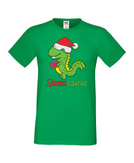 Мъжка коледна тениска Santasaurus