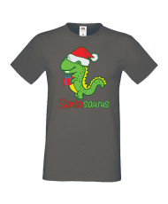 Мъжка коледна тениска Santasaurus