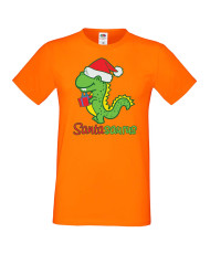 Мъжка коледна тениска Santasaurus