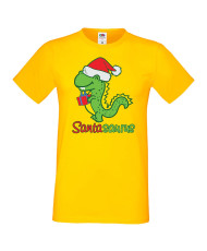 Мъжка коледна тениска Santasaurus