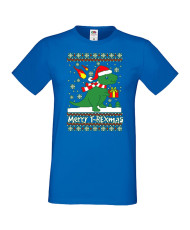 Мъжка коледна тениска T-Rex Christmas