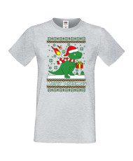 Мъжка коледна тениска T-Rex Christmas