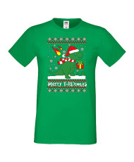 Мъжка коледна тениска T-Rex Christmas