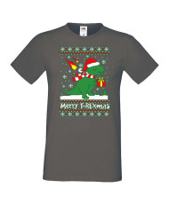 Мъжка коледна тениска T-Rex Christmas