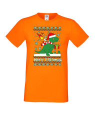 Мъжка коледна тениска T-Rex Christmas